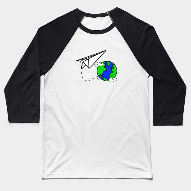 Paper Airplane Logo Baseball T-Shirt by It's A Cartoon World